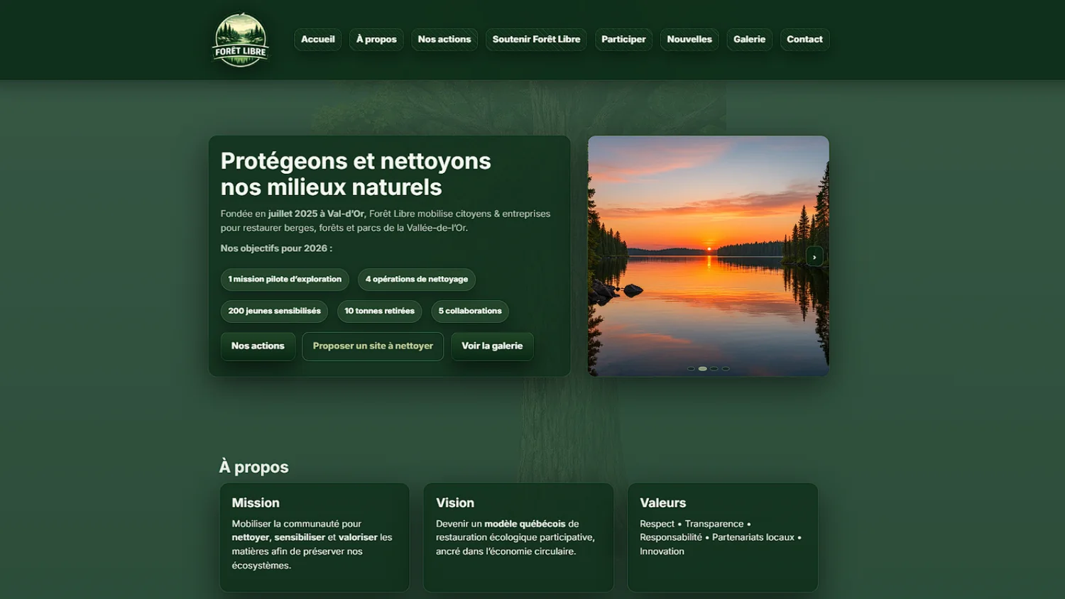 Aperçu du site web Forêt Libre