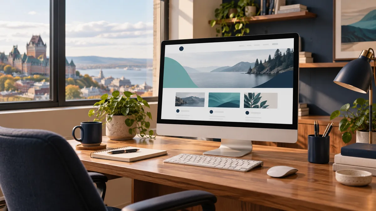 Bureau de petite entreprise et conception d’un site Web, illustration éditoriale
