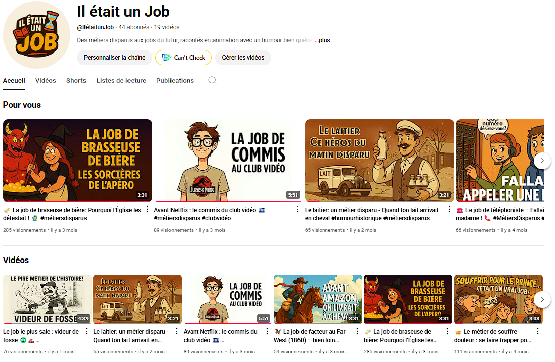 Chaîne YouTube Il était une Job