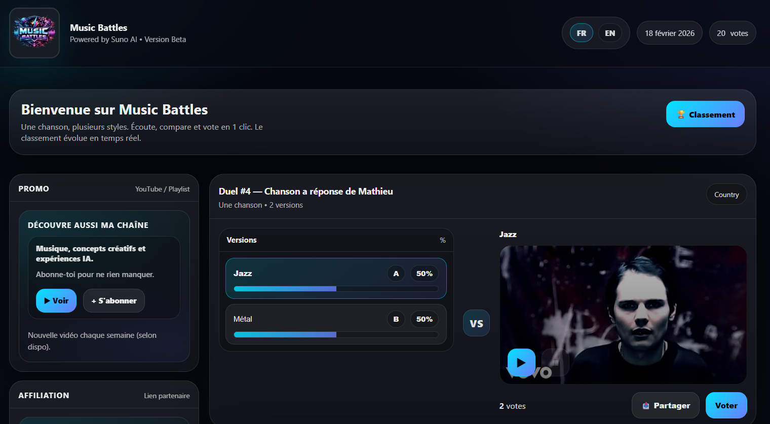 Site web MusicBattles